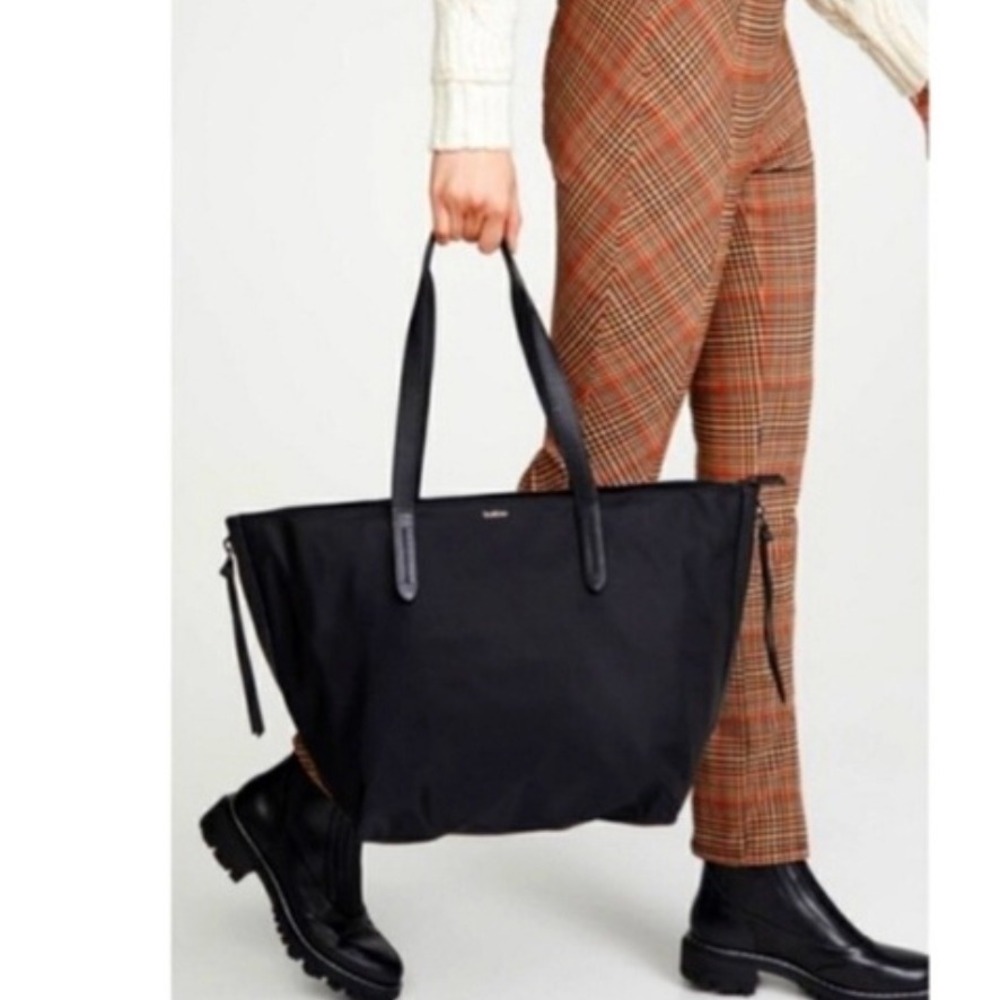 Botkier Tote Bag Large Minimalist Black Nylon Shoulder Bag Zip Top Travel Purse